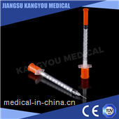 Disposable 100U insulin syringe with fixed needle